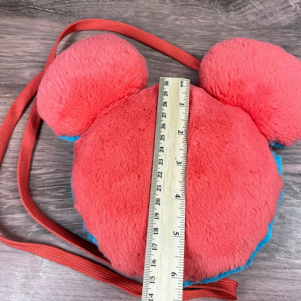 Disney Parks Mickey Mouse Crossbody Bag Kids Pink Blue Faux Fur Plush Ears